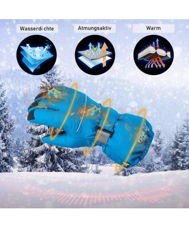 Kids Ski Gloves - Waterproof Winter Warm Snow Gloves for Boys and Girls | Blue Kids-M(8-10Years) - Buy Online on GoSupps.com