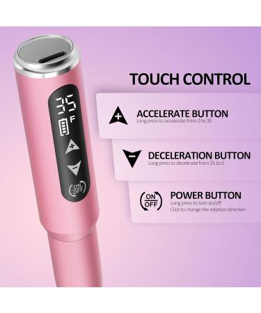 Professional Electric Nail Drill - 35 000RPM Rechargeable Cordless 13 in 1 Touch Control for Acrylic Gel and Pedicure - Portable Pink Nail Drill - Buy Online on GoSupps.com