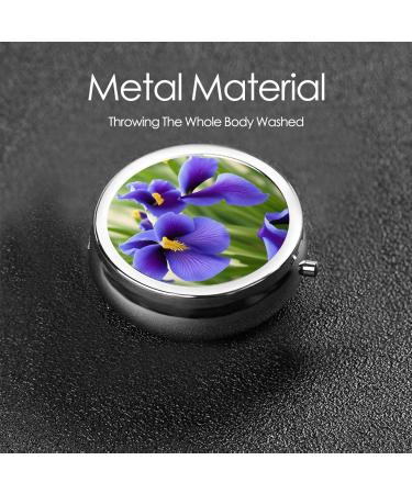 Violets Flower Mini Round Pill Box | 3 Compartment Portable Pill Organizer for Travel Home & Office - Buy Online on GoSupps.com