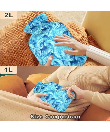 Naanle Watercolor Heat Bottle Ocean Waves Design | 1L Hot Water Bottle for Bed & Therapy | Ideal for Hand & Feet Relief | Convenient Transparent Bag Included - Buy Online on GoSupps.com