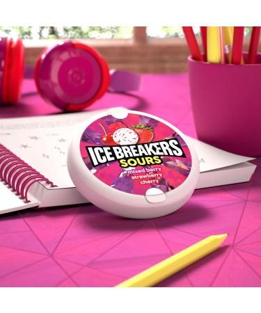 ICE BREAKERS Sour Mints - Mixed Berry, Strawberry, Cherry - 1.5 Oz - Pack Of 8 - Buy Online on GoSupps.com