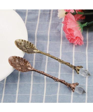 Vintage Spoon Stir Spoon Crystal Head Vintage Pattern Shaped Coffee Spoon Dessert Spoon Dessert Scoop(Green Bronze) - Buy Online on GoSupps.com