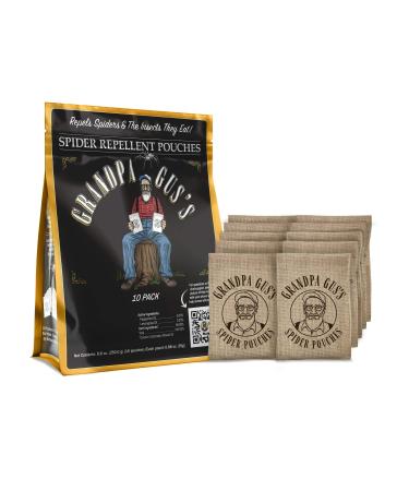 Grandpa Gus's Spider Repellent Pouches  Peppermint and Lemongrass Oil Formula Repels Spiders and The Insects They Eat  Use in Closet  Basement  Cabin  Shed  RV  Garage  8.8 Oz (0.88 Oz x 10 Pouches)