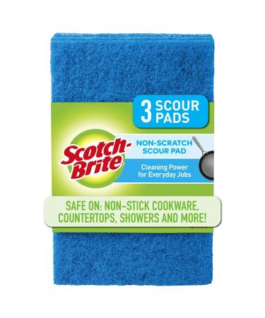Scotch-Brite Non-Scratch Scour Pads, Scouring Pads for Kitchen and Dish Cleaning, 3 Pads
