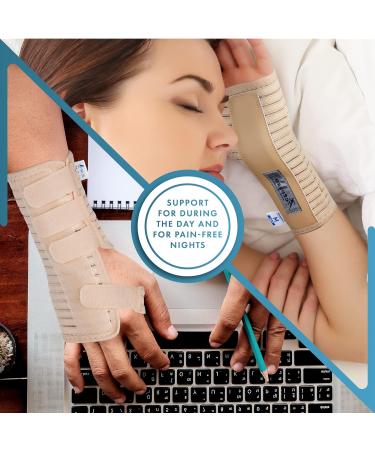 BREATHABLE Wrist Support Brace Splint for Carpal Tunnel, Sprains, Tendonitis - Beige Large Right | Actesso (1 Pack) - Buy Online on GoSupps.com