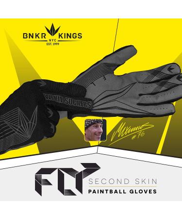 Bunkerkings Featherlite Fly Second Skin Multi-Sport Paintball Gloves with Smartphone Friendly Fingertips Large / X-Large (LG/XL) Black / Grey - Buy Online on GoSupps.com