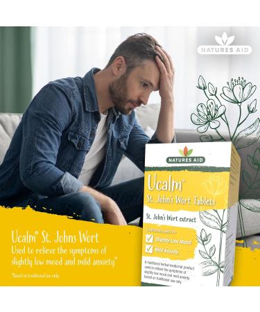 Natures Aid Ucalm St John's Wort 120 Tablets - Relief for Low Mood and Anxiety - Vegan Formula - Buy Online on GoSupps.com