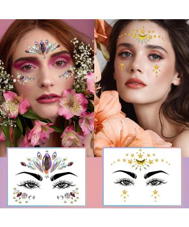 Mermaid Face Gems - 4 Sets Body & Eye Jewels for Women | Rave & Festival Party Accessories - Buy Online on GoSupps.com
