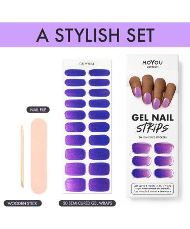 Moyou London Gel Nail Strips - Buy 3, Get 1 Free UV Lamp | Wisteria Shine | Easy Apply & Remove for Salon-Quality Manicure - Buy Online on GoSupps.com