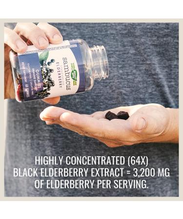 Nature's Way Sambucus Elderberry Gummies - 60 Standardized Gummies for Immunity Boost - Buy Online on GoSupps.com
