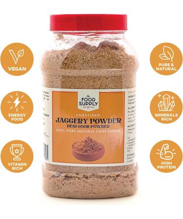 Jaggery Powder (Cane Sugar) 1kg Gur Powder - Unrefined Non-GMO and Gluten-Free Natural Sweetener for Cooking and Baking - Buy Online on GoSupps.com