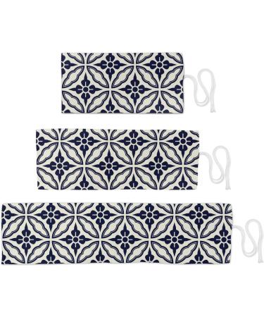 ABAKUHAUS Geometrico Roll Up Pencil Case Japanese Mandala Durable & Portable Pencil Organizer 36 Holes Blu Crema Scuro - Buy Online on GoSupps.com