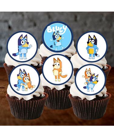 24 Bluey Cupcake Toppers Theme #2 Edible Bluey Cake Topper Bluey Birthday Decorations Blue Family Edible Cake Topper Puppy Cake Decorations Blue y Party Decorations - Buy Online on GoSupps.com