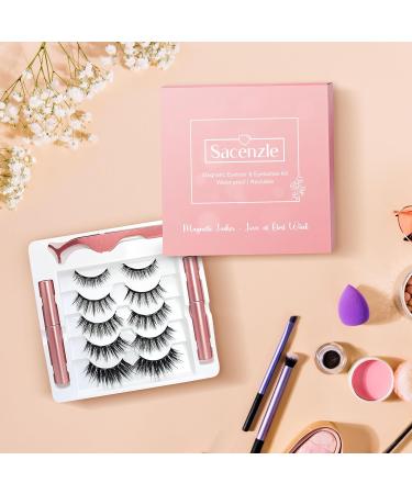 5 Pair Magnetic Eyelashes with Eyeliner & Tweezer Kit - Waterproof, Reusable, Natural Look - Buy Online on GoSupps.com