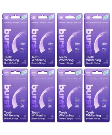 BURST Bandes de blanchiment des dents (menthe polaire/lot de 8) | Tue 93 % des germes de mauvaise bouche | Jusqu' 4 nuances plus blanches en une seule utilisation | Facile appliquer/dissolution