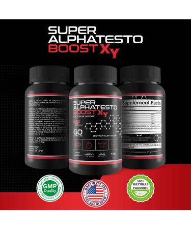 Super AlphaTesto Boost X Y - Natural Testosterone Support - Boost Free Testosterone with This Herbal Super Alpha Testo Boost X Blend - Improve Muscle Growth - Feel Youth  Power  Energy  and Drive - Buy Online on GoSupps.com