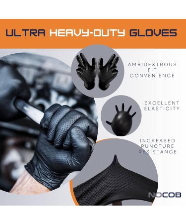 NOCOB Black Nitrile Disposable Gloves - (Raised Diamond Texture Grip) 6 Mil Thickness Latex and Powder Free (XL 50 count) - Buy Online on GoSupps.com