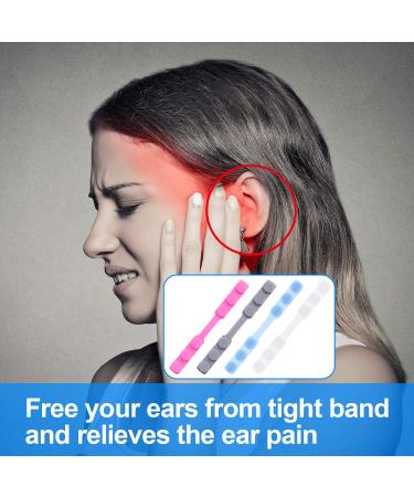 12Pcs Mask Extender Hook Adjustable Silicone Anti-Tightening Ear Grips - Relief from Pressure and Pain (Blue Pink White Gray) - Buy Online on GoSupps.com