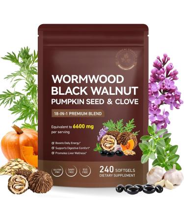 RSGRT Wormwood Black Walnut Clove Cleanse for Humans 6600mg Serving 18-in-1 Premium Herbal Blend Capsules Supports Cleanse & Digestive Health 240 Softgels - Buy Online on GoSupps.com