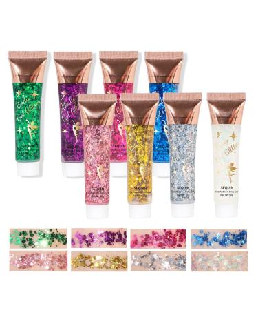 Beliky Girl Set of 4 liquid glitter gels for face body hair and nails - For face body hair and nails