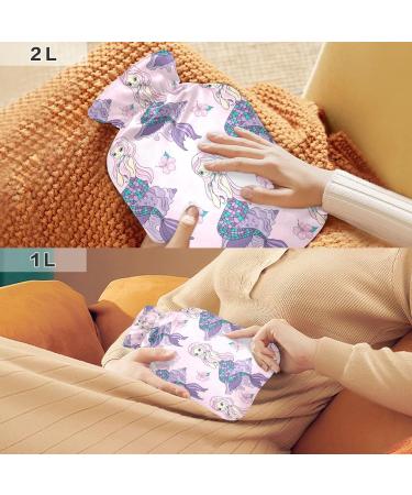 Sea Travel Mermaid Hot Water Bottle - 2L Large Pain Relief Bag with Cozy Cover for Bed Hands & Feet - Buy Online on GoSupps.com