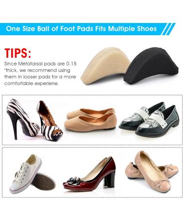 Soft Sponge Adjustable Shoe Filler Big Toe Plug Foot Brace Pads - 4 Pairs Skin & Black Inserts for High Heels - Relieve Foot Pain & Make Shoes Fit Better - Unisex Design - Buy Online on GoSupps.com