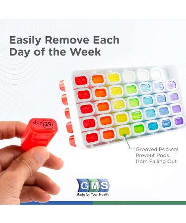 GMS Monthly Pill Organizer - 31 Day Pop Out Pill Pods for Vitamins & Medications | Ideal for Daily Use & Travel - Rainbow Colors - Buy Online on GoSupps.com