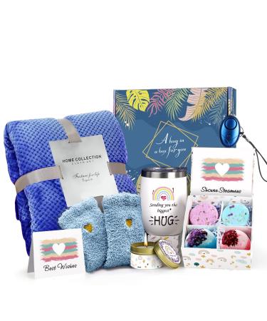 Care Package for Women Women Gifts with Relaxing Spa Tumbler Holiday Unique Birthday Gifts for Women - Get Well Soon Gifts for Women Self Care Gifts for Women - Thinking of You Gift Basket Blue