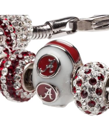 University of Alabama Crimson Tide White Stainless Steel Bead Charm - Perfect Gift for Fans | Fits Popular Charm Bracelets - Buy Online on GoSupps.com