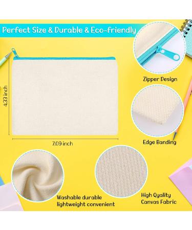 40 Pieces Canvas Zipper Pouch Bags Canvas Pencil Pouch Canvas Makeup Bags Blank Canvas Pencil Case Canvas Cosmetic Bag for Travel DIY Craft School (7.09 x 4.33 Inches S) - Buy Online on GoSupps.com
