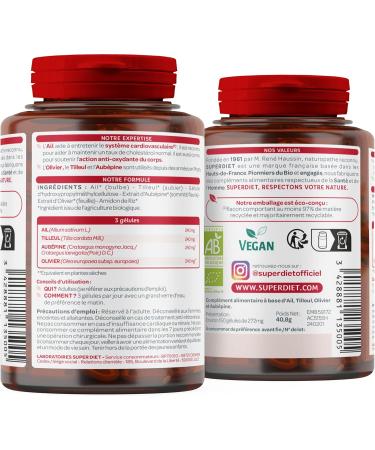 SuperDiet Cardiovascular Quartet Garlic Olivier Linden Hawthorn 150 capsules (Certified organic product) - Buy Online on GoSupps.com