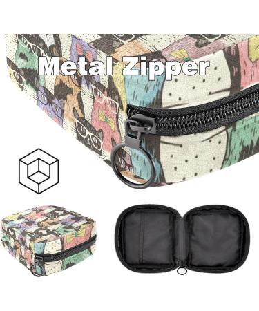 Stylish Menstruation Pad Bag with Zipper | Cute Cats Design for Women & Girls | Tampon & Napkin Storage Solution - Buy Online on GoSupps.com