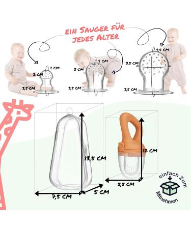 Magaluga Fruit Sucker for Babies - BPA-Free Dental Aid with 3 Suction Cups & Hygienic Storage Box - Size S M L - Perfect for 4+ Months & Biting Relief - Light Gray - Buy Online on GoSupps.com