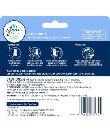 Glade PlugIns Clean Linen Air Freshener Refills - 5 Count (1-Pack) - Buy Online on GoSupps.com