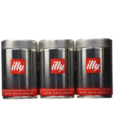 illy Caffe Normale Fine Grind (Medium Roast Red Band) 8.8 coffee cans (Pack of 6)
