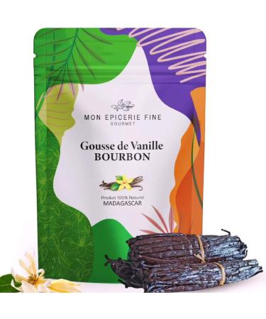 5 Vanilla BOURBON pods from Madagascar Gourmet Selection Fresh and Flexible Vanilla Bean 13-15 cm Recyclable Zip Bag Made i