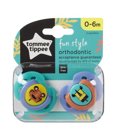 Tommee Tippee Fun Style Pacifiers 0-6m - BPA-Free Silicone Binkies (2 Count) - Varied Colors and Designs - Buy Online on GoSupps.com