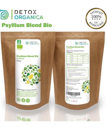 Detox Organica Psyllium Blond Bio Powder - Organic Psyllium Powder - 500 g - Plant Rich in Fibers 100% Natural and Vegan - Buy Online on GoSupps.com