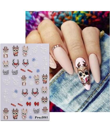 JMEOWIO 6 Sheets Christmas Nail Art Stickers Decals Self-Adhesive Cute Deer Snowflake Winter Holiday Nail Supplies Nail Art Design Decoration Accessories - Buy Online on GoSupps.com