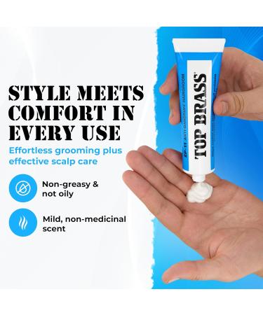 Top Brass Anti Dandruff Hair Cream for Men & Women | Non-Greasy Styling Cream with Beeswax & Candelilla | Relieves Dry Scalp Dandruff & Itching | International Shipping Available - Buy Online on GoSupps.com