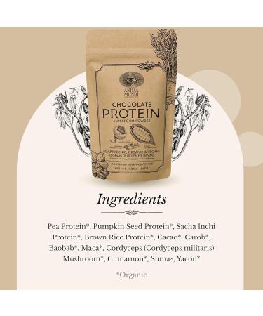 Anima Mundi Chocolate Protein Superfood Powder - Organic Vegan Plant-Based Protein for Energy & Strength - Nutrient-Dense Adaptogen Blend (567g - Buy Online on GoSupps.com