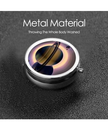 Beautiful Saturn Portable Pill Box - Round Mini 3-Compartment | Travel-Friendly Metal Design for Small Pills - Buy Online on GoSupps.com