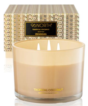 96north luxury candles |Coconut Candle |3-docht fragrance candles in the glass |100% natural soy wax |Burning time up to 40 hours |Wedding day gifts for women tropical coconut - Buy Online on GoSupps.com