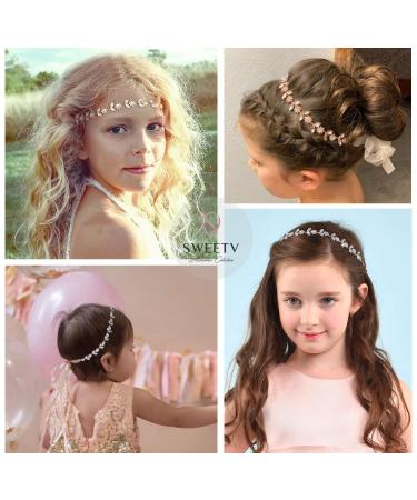 SWEETV Silver Flower Girl Headpiece | Crystal Baby Headband for Wedding & Birthday Photography - Buy Online on GoSupps.com