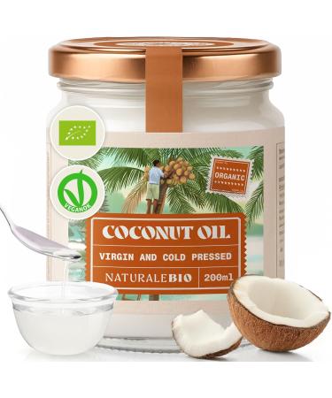 Organic Virgin Coconut Oil 200 ml. Raw Cold Pressed. 100% Bio Pure and Natural. Native Unrefined Organic. Country of origin Sri Lanka. NaturaleBio 200 ml (Pack of 1)