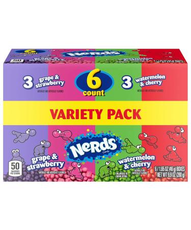 NERDS Candy Dual Variety Grape & Strawberry Watermelon & Cherry Crunchy Fruity - 9.9 Oz - Pack of 6 - Buy Online on GoSupps.com