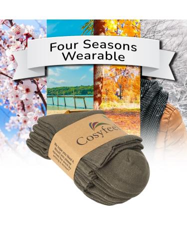 Cosyfeel Women Loose Diabetic Socks | 4-Pack Neuropathy Ankle Socks for Ladies | Super Soft Eco-Friendly Bamboo Material | Durable with Seamless Toe | Multicolour Patterns | 4 Seasons 7-9 1/2 ARMY GREEN - Buy Online on GoSupps.com