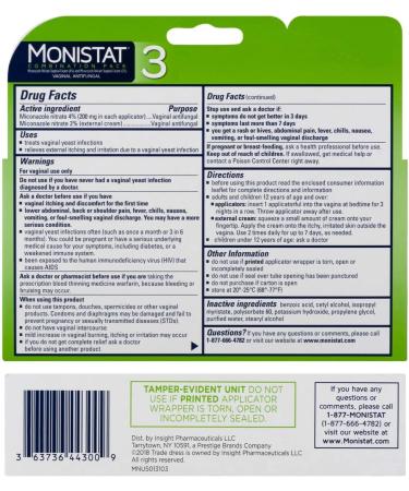 Monistat 3-Day Yeast Infection Treatment - Fast Relief with Pre-Filled Cream Applicators - Buy Online on GoSupps.com