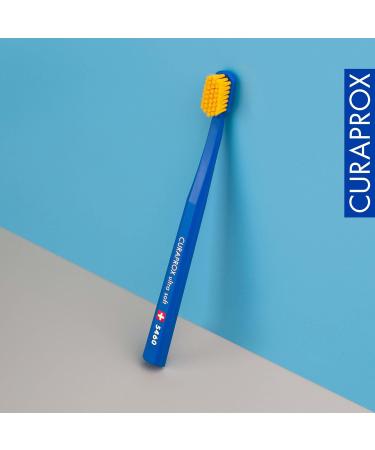 Curaprox CS 5460 Ultra Soft Toothbrush - Dark Blue-Yellow Manual Toothbrush for Adults with 5460 Ultra Soft CUREN Bristles | International Shipping Available - Buy Online on GoSupps.com