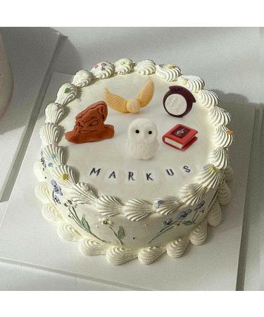 Harry Potter Personalised Cake Toppers Set - Kids Birthday Fondant Icing Wizard Decoration Supplies - Hedwig Owl Snitch Notebook Hat Platform Badge - Comes with an Edible Glue & Extra Gift - 5 Pcs - Buy Online on GoSupps.com